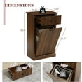 thumbnail image 2 of 35.8" H Tilt Out Laundry Hamper Cabinet, Modern Fluted Trash Can Cabinets with Drawer, Wooden Hidden Garbage Cabinet for Kitchen and Bathroom (Brown, Single), 2 of 14