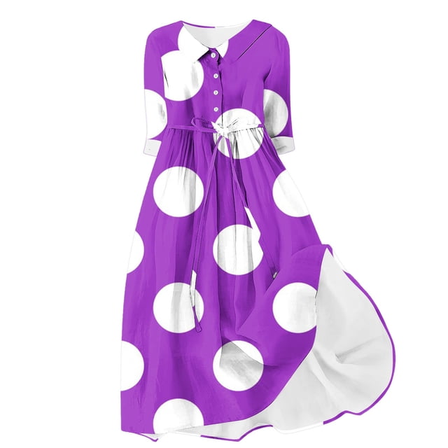 Vestido de Verano para Mujeres Impreso Cuello de Vuelta de Manga de Tres Cuartos, Estilo de Ocio de Moda para Ocasional, Fiesta Y Vacaciones