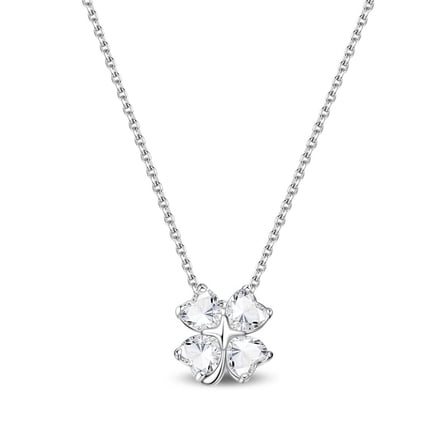 Crystal Clover Necklace, Delicate Silver Chain Minimalist Jewelry