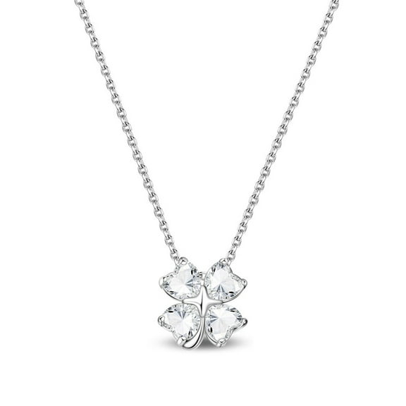 Crystal Clover Necklace, Delicate Silver Chain Minimalist Jewelry