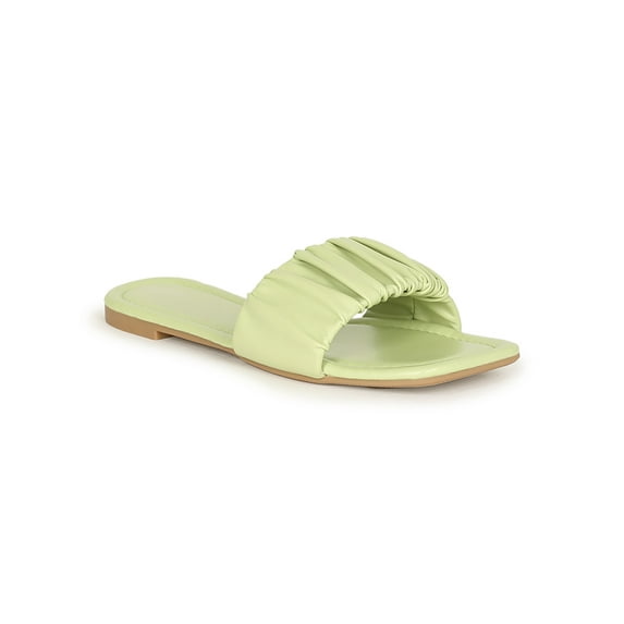 Women's Square Toe Ruched Flat Slide Sandal 20593