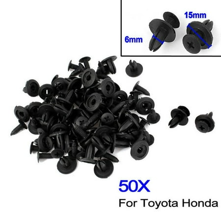 

50 PCS Car Door Bumper Fender 6mm Dia Hole Black Plastic Screw Rivets Fasteners