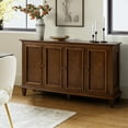 thumbnail image 2 of 58" Wine Sideboard 3 Doors Storge Accent Cabinet with Adjustable Shelves and Drawer Walnut, 2 of 7