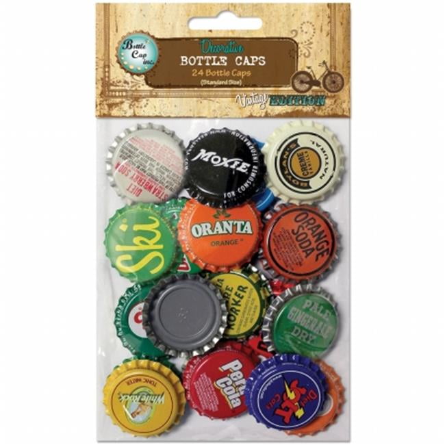 Bottle Cap Vintage Collection Standard Bottle Caps, 1', 24/pkg, Vintage Blend