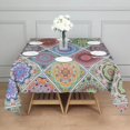 thumbnail image 3 of Multicolor Ethnic Mandala Pattern Square Tablecloth,Waterproof Square Table Cover,Wipeable Spillproof Washable Table Cover for Home Kitchen Party Decor 42"X42"(107x107cm), 3 of 6