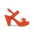 thumbnail image 3 of BLISSFUL STEP Women's Platform Heels Chunky Heel Slingback Open Toe Sandals Orange 6, 3 of 8