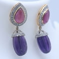 thumbnail image 6 of Auory Pink Sapphire and Amethyst Drop Earrings in Yellow Gold Plated Wedding Statement Earrings, 6 of 8