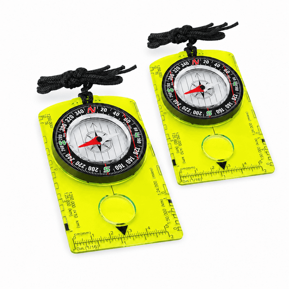 2-Pack Advanced Orienteering Compass Set - Premium Waterproof Hiking & Survival Compass for Scouts & Adults - Ideal for Backpacking, Camping & Outdoor Navigation