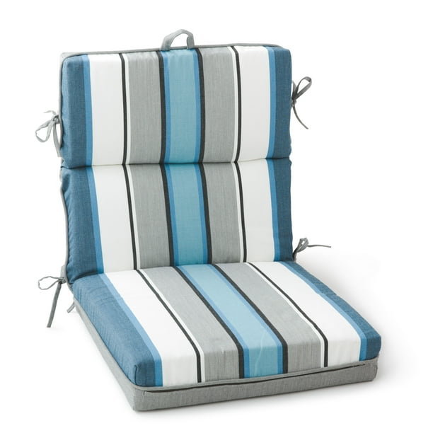 Better Homes & Gardens Striped High Back Outdoor Chair Cushion in Blue
