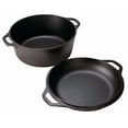 thumbnail image 2 of Olla doble de hierro fundido Lodge de 5 cuartos de galón – Precurada – Tapa convertible a sartén de 26 cm – Libre de PFAS – Fabricada en EE. UU. – Asas dobles – Apto para horno, parrilla, fogata y est, 2 of 5