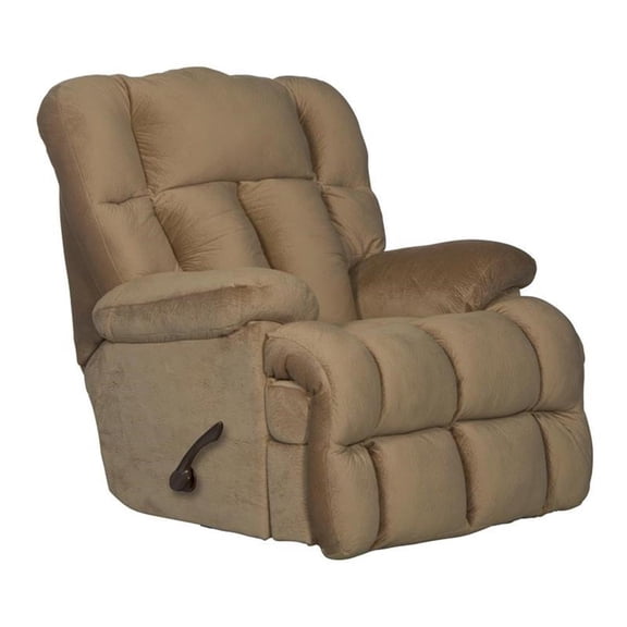 Bowery Hill Chaise Rocker Recliner in Brown Polyester Fabric