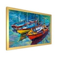 thumbnail image 2 of Designart 'Three Colorful Boats In The Harbor' Nautical & Coastal Framed Art Print, 2 of 4