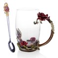 thumbnail image 3 of CAROOTU Enamel Coffee Tea Cup Mug 3D Rose Butterfly Glass Cups Wedding Gift, 3 of 6