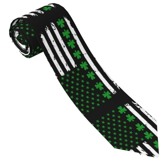 Men'S Tie St. Patrick'S Day Irish America Flag Print Polyester Necktie - One Size