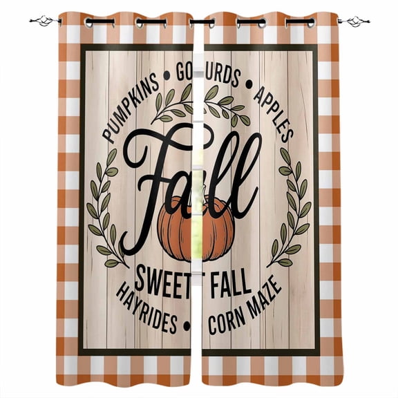 Sweet Fall Blackout Curtains for Bedroom Living Room, Thanksgiving Pumpkin 39 In Long Thermal Insulated Room Darkening Drapes Grommet Window Treatments, 27.5 x 39 In
