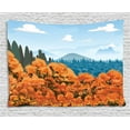 thumbnail image 1 of Forest Tapestry, Artistic Display of Backwoods with Open Sky Mountains and Clouds, Wall Hanging for Bedroom Living Room Dorm Decor, 60W X 40L Inches, Orange Pale Blue Army Green, by Ambesonne, 1 of 2