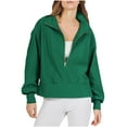 thumbnail image 1 of MeetoTime Sweat à Demi-Zip pour Femmes Automne Décontracté Épaule Tombante Manches Longues Pull, 1 of 5