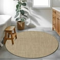 thumbnail image 4 of Round Rugs 4 Ft, Brown Farmhouse Non Slip Area Rugs for Kitchen Bedroom Entryway, Vintage Country Monochrome Textured Washable Carpet Runner Rug Floor Mats for Bedroom Home Decor, 4 of 9