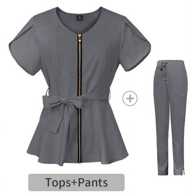 Ropa quirúrgica ajustada con tirantes en la cintura para mujer, traje dividido para hospital, ropa de mano con cepillo de manga corta, ropa elástica para enfermera, ropa para lavarse las manos