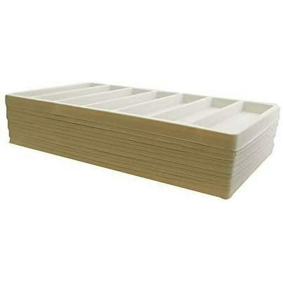 N'icePackaging - 12 Qty - Ivory-tusk White 7 Slot Flocked Storage Tray Inserts - for Merchandise Jewelry & Organization
