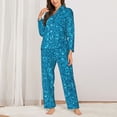 thumbnail image 2 of Fotbe Blue Glitter Conjunto de Pijama de Manga Larga para Mujer con Estampado, Ropa de Dormir de 2 Piezas, Conjunto de Casa Suave y Cómodo con Bolsillos-Medium, 2 of 7