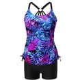 thumbnail image 5 of Summer Akafmk Tankini Swimsuits for Women Loose Fitting Floral Printed Swim Tops with High Waisted Boyshorts Two Piece Bathing Suits Comfortable Athletic Swimwear,Sizes S-2XL, 5 of 5