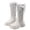 White, variant on GobdXE Girls Knee High Riding Boots Side Zipper Pearl Button Bow Little Big Girls Kids Shoes Black,6.5-7 Years