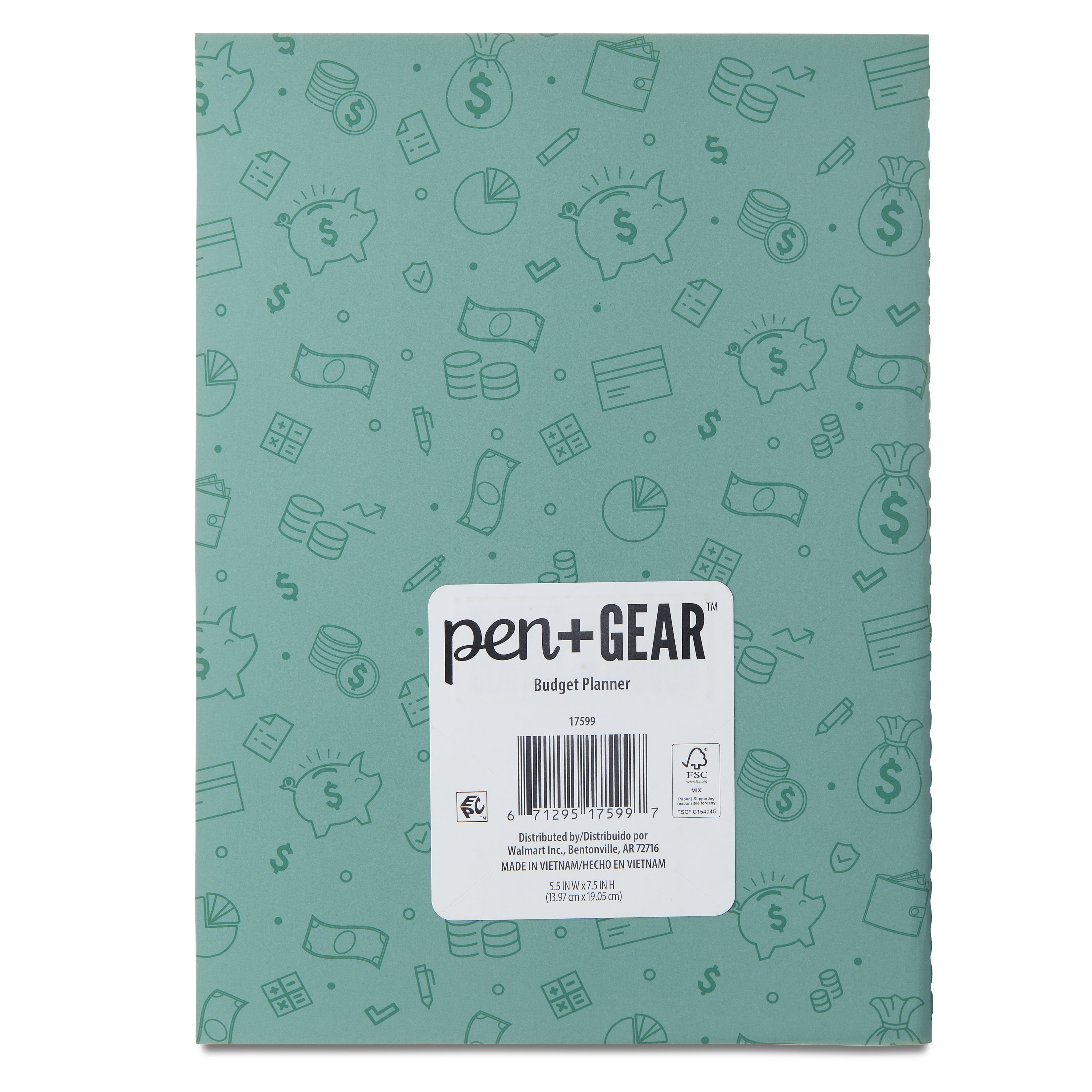 Pen + Gear Small Green Monthly Budget Planner, 5.5 x 7.5 Inches, 12 Months