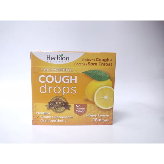 Herbion Naturals Cough Drops with Natural Honey Lemon Flavor, 18 ct (Pack of 2)
