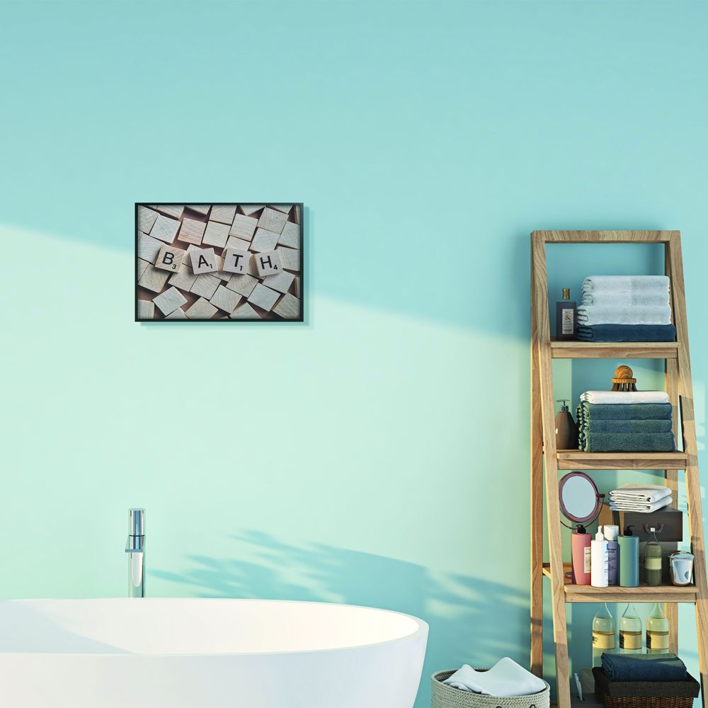 Stupell Industries Bath Scrabble Letters Bathroom Photograph Framed Wall Art by Daphne Polselli