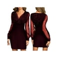 thumbnail image 5 of Qmyliery Women's Evening Dress Mesh Long Sleeve Sequin Embellished V-Neck Slim Cocktail Dress, 5 of 6