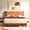 Rust Orange, variant on Twin Size Bed Frame with Wide Panel Headboard, Modern Wingback Design, Velvet-Like Upholstery, Rounded Corners, Wood Slat Support, No Box Spring Needed, Rust Orange