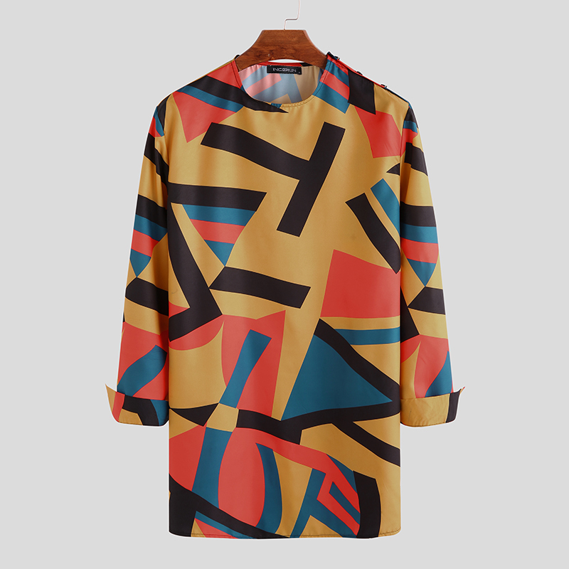 Mens African Dashiki Shirt Long Sleeve 
