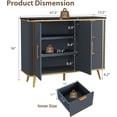 thumbnail image 4 of Vecenuy 47.3" Modern Buffet Cabinet with 2 Doors & 3 Drawers, Fluted Coffee Bar with Storage for Dining Room, Living Room, Entryway, Navy Blue, 4 of 9