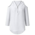 thumbnail image 4 of Cqxid525 Women Clearance Basic Tee Fall Tops Button Women Ladies Clothing Loose Shirt Chiffon Zipper Long Sleeves Plus Size Tops Cold Shoulder Top Womens Tops Dressy, 4 of 7