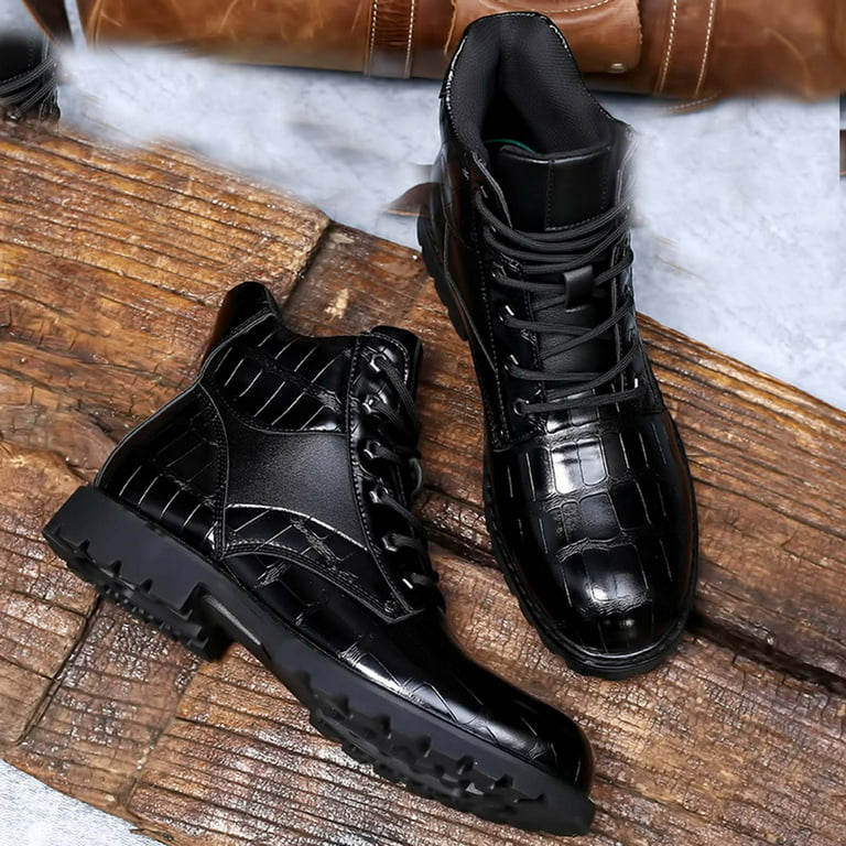 Tawop Men's Casual High-Top Leather Boots