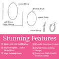 thumbnail image 6 of Cate & Chloe Pack of 3 - Monica 18k White Gold Plated 10mm 40mm 50mm Hoop Earrings for Women, 6 of 7