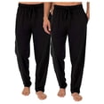 thumbnail image 4 of Fruit of the Loom Men's Extended Sizes Jersey Knit Sleep Pant, Black/Black (2-pack), Large Tall, 4 of 7