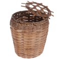 thumbnail image 2 of Wicker Trash Basket for Home Light Brown Wood Material Versatile Storage with Lid 12.5 inches Diameter, 2 of 5