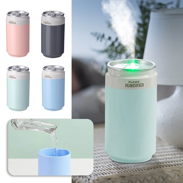 Latas de humidificador de llamas - Mini humidificador USB para coche, hogar y oficina - Spray portátil purificador de aire de 135g con luz LED