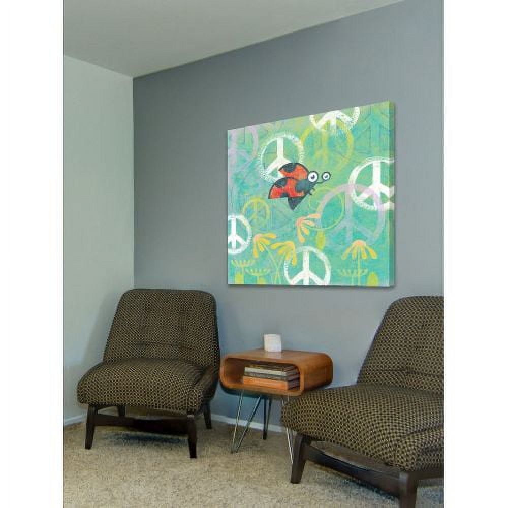 "Peace Sign Ladybugs IV" Painting Print on Wrapped Canvas