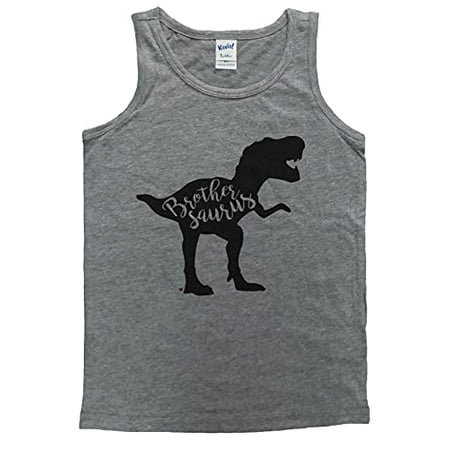 

7 ate 9 Apparel Boy s Brother Dinosaur Brothersaurus Dino Grey Tank Top