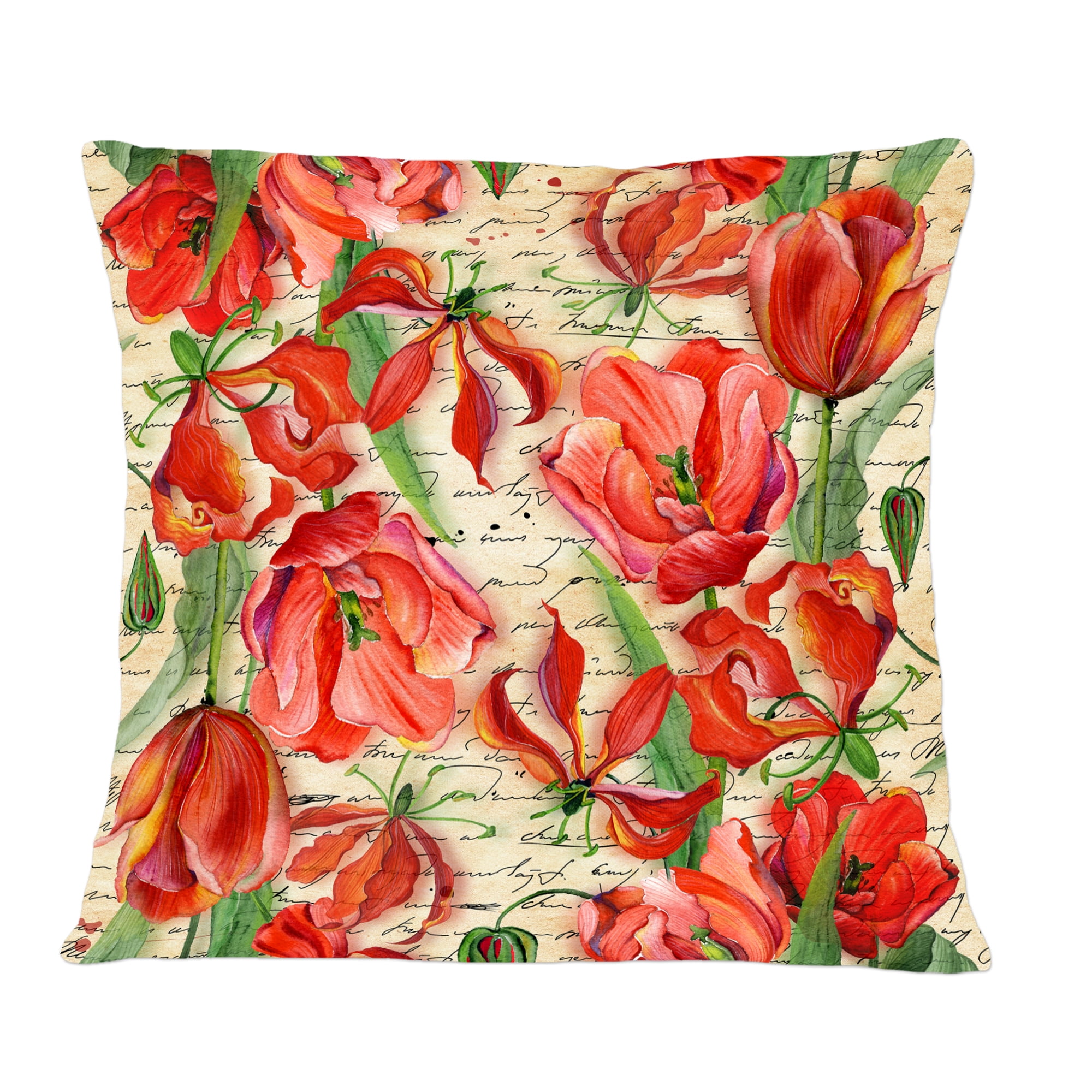 Designart 12" x 20" Red Polyester Throw Pillow