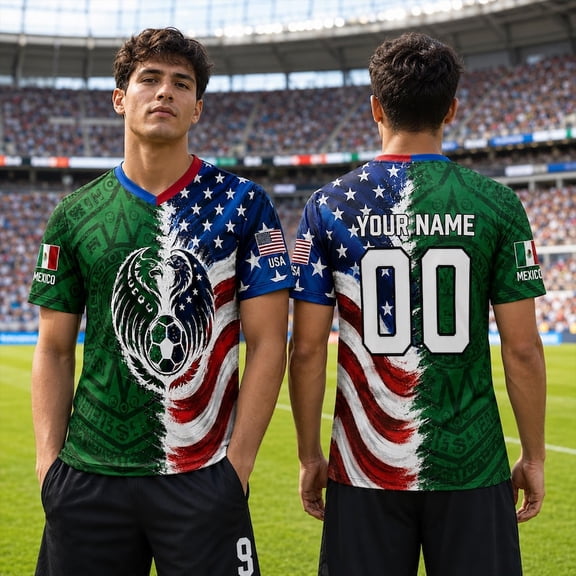 Mexico USA Soccer Jersey 2026 - Custom Name Number Football Fan Shirt - Personalized Futbol Sportswear Jersey Gift for Men Women