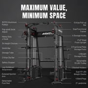 Mikolo M11 Elite Smith Machine Home Gym,2200 lbs Power Rack Cage with Dual 130LBS Weight Stacks, Functional Trainer , 18PCS Aluminum Pulleys and Other Attachments for Home Gym