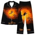 thumbnail image 2 of Halloween Pajamas Womens 2 Piece Pant Sets Pumpkin Ghost Print Long Sleeve Button Up Shirt and Bottoms Pjs Outfits, S Style #A, 2 of 6