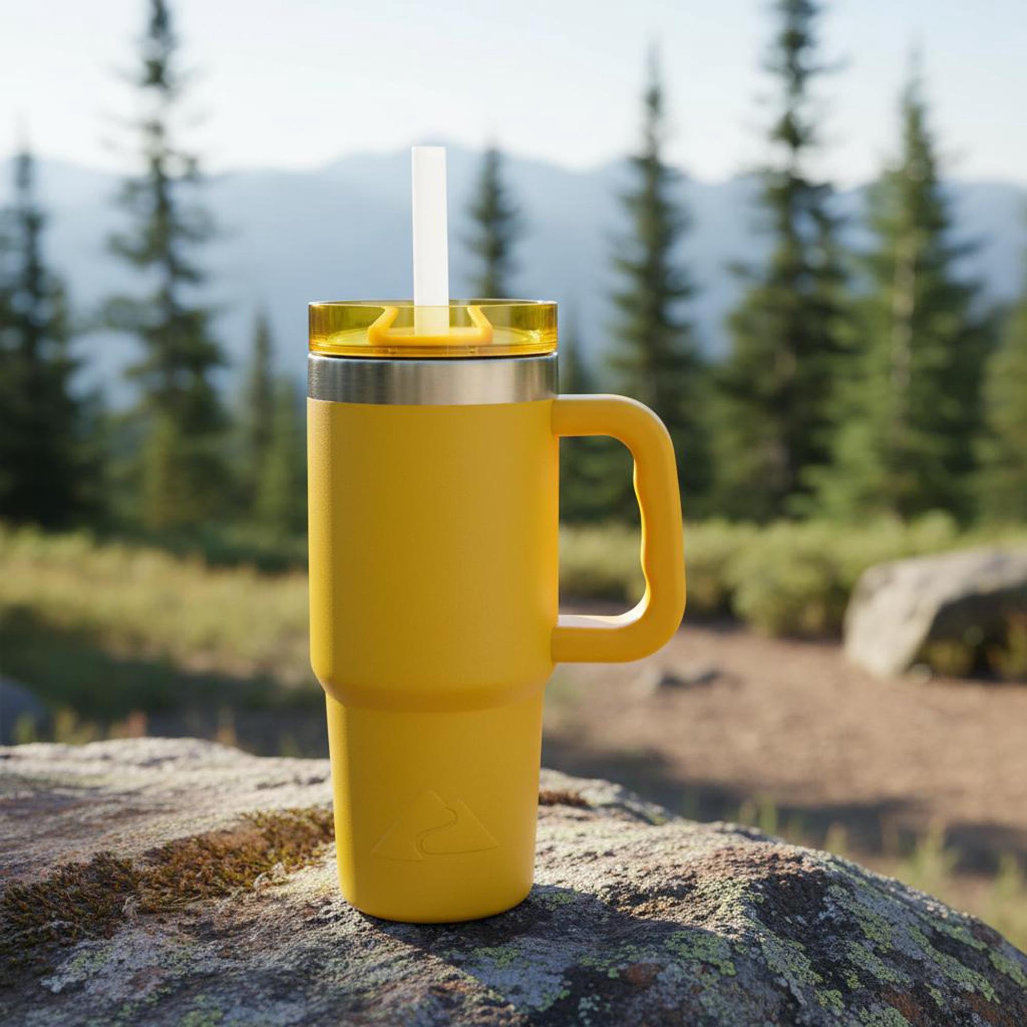 Ozark Trail 18 oz Stainless Steel Insulated Tumbler with Handle, Mustard Gold
