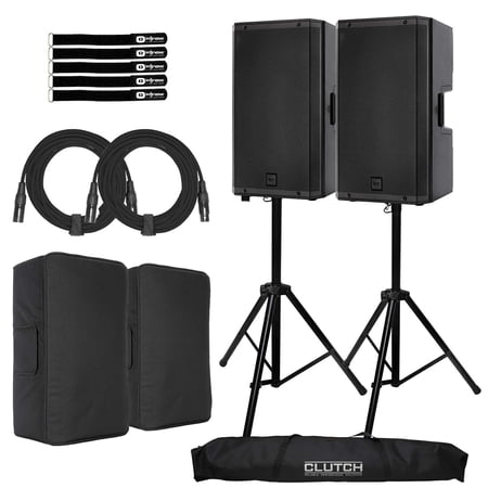 (2) RCF ART 915-A 15 Professional Digital Active Speaker Systems with Heavy Duty Tripod Stands Package