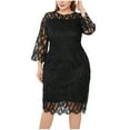 thumbnail image 2 of Gspmoly Robes pour Femmes Grande Taille, Mode Femmes Aguichant Grande Taille Manches Longues Uni à Empiècements Transparent Robe à Paillettes Robes de Soirée pour Femmes Offres, 2 of 6