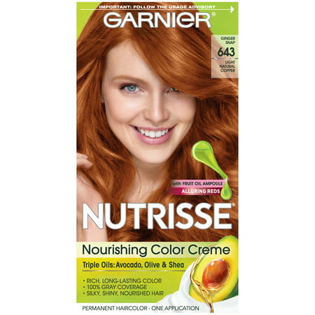 Garnier Nutrisse Nourishing Hair Color Creme (Reds), 643 Light Natural Copper, 1 (Best Copper Hair Dye Brand)
